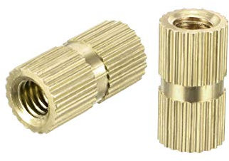 sourcing map 100 Stück Gewindeeinsatz Rändelschrauben Einschraubmuttern M4 x 12mm(L) x 6.4mm(OD) Messing