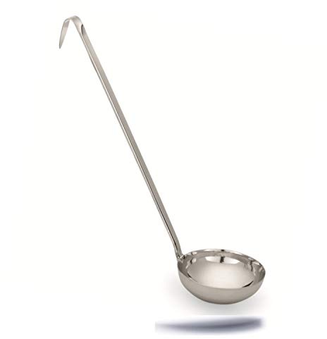 Kerafactum Soßenkelle Soßenlöffel Löffel Saucenkelle Saucenlöffel Soßen Kelle für Sauce rund aus Edelstahl Ø 10cm Suppenschöpfer Kelle Suppenkelle Schöpfkelle geeignet 200ml Volumen hängend