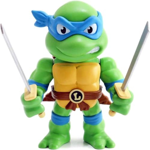 Jada Toys Turtles Leonardo Figur aus Die-cast, 10 cm, Sammelfigur, Druckguss, grün/blau