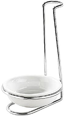 Löffelhalter, Löffelablage verchromt mit Keramikschale