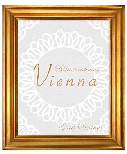 BIRAPA Bilderrahmen gold Vienna Rahmen 100x120 cm - Bilderrahmen vintage in Gold Vintage, Bilderrahmen Holz mit Zierleiste innen und außen, Fotorahmen, Holzrahmen