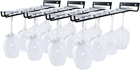 AMUFYSHH 4 Packs 12 Inch Wine Glass Racks Cup Wall Mounted Stemware Hanging Wine Glasses Holder Under Cabinet Wire Wine Decor Racks