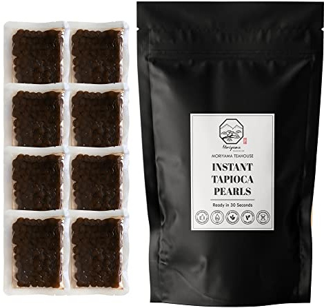 Instant Tapioca Pearls Boba Balls coated with Brown Sugar | 8 Packs (each 50g) | For Bubble Tea, Pudding, Milkshake, Frappe and Bakery | No Preservatives, No Refrigeration needed by Moriyama Teahouse