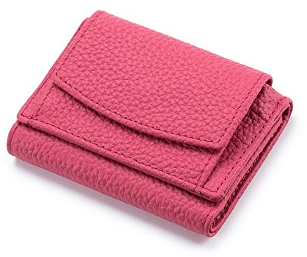 ZhaoCo kleine Geldbörse Damen mit Münzfach Echtleder Geldbeutel Damen Mini Portemonnaie mit RFID Schutz Kreditkartenetui für Frauen Mädchen - Rot