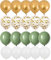 OTMVicor Metallic Gold Balloons - 20pcs Sage Green & White Confetti Balloons, 12in