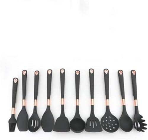 Set d'Ustensiles de Cusine Professionnel Ustensiles de Cuisine en Silicone Ensemble de 10 pièces Ustensiles de Cuisine de Cuisson Simples Spatule antiadhésive Cuillère Trou Suspendu Vaisselle