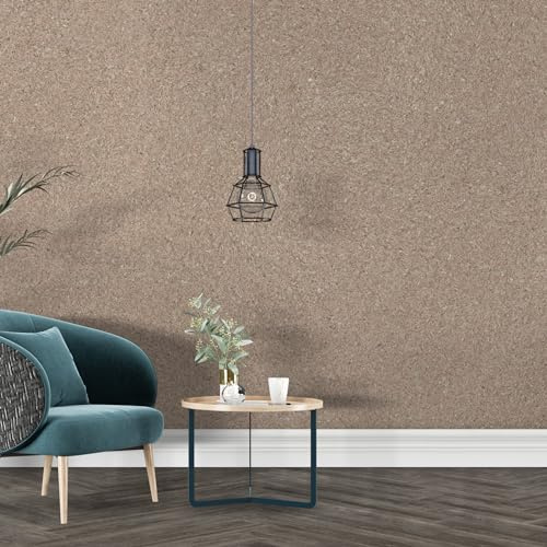 Belka Papier peint B12 Taupe en pur coton auto-adhésif, isolant thermique et acoustique, durable, moderne et élégant, bricolage, écologique et naturel, environ 3,5 m² (m²)