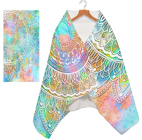 FANSU Strandtuch Microfaser Schnelltrocknend, Mandala Stil Strandtücher Sandfrei Badehandtuch Taste Design Sporthandtuch Leicht Handtücher 160x80cm Badetuch Handtuch (Mehrfarbig)
