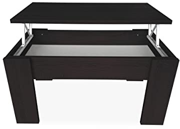mattfy - Mesa de Centro para el Café/Té, Elevable, Mesita de Salón o Comedor, Color Wengue, Medidas: 90 cm (Ancho) x 50 cm (Fondo) x 46/57 cm (Alto)