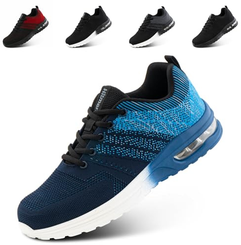 Hitmars Turnschuhe Herren Damen Laufschuhe Sportschuhe Straßenlaufschuhe Luftkissen Seanker Atmungsaktiv Gym Bequeme Leichte Joggingschuhe Blau EU 46