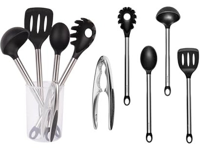 Cofan Pack de 6 utensilios para la cocina | Utensilios de cocina en color negro | Gama Neige
