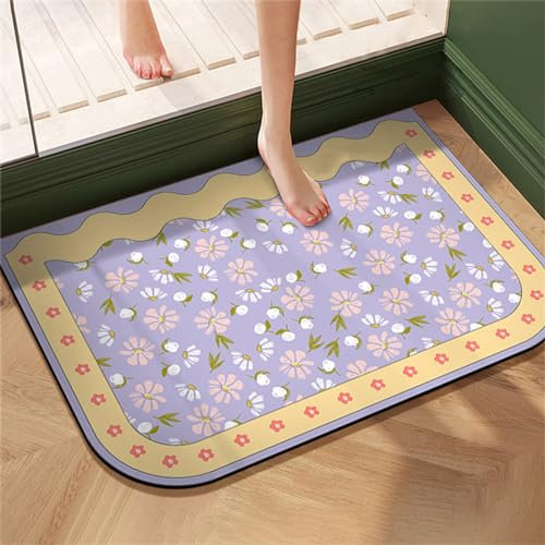 Absorbierender Badematte Badezimmerteppich Badteppich Badvorleger, Waschbarer Rutschfeste FußMatten, Super Absorbierende Schnelltrocknende Badematte füR Badewanne, Duschraum, KüChe 120x180cm, Purple