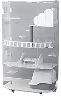 Katzenhaus katzenvilla Panorama transparente Luxus-Katzenvilla-Katzen-Käfig-Acryl-Katzenschrank Nicht-Glass-Ausstellungsschrank for Pet Shop Katzenhütte