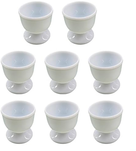 Emiif Lot de 8 coquetiers avec cuillères, support à œufs durs pour petit déjeuner, coquetier en plastique et cuillère pour petit déjeuner, brunch, œuf à la coque