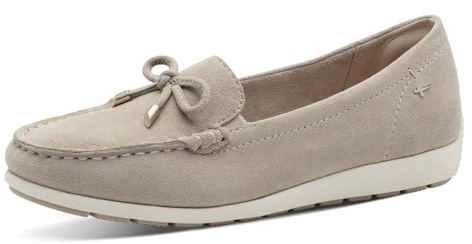 Tamaris Comfort Damen Mokassins aus Leder mit Schleife, Beige (Beige Suede), 40 EU