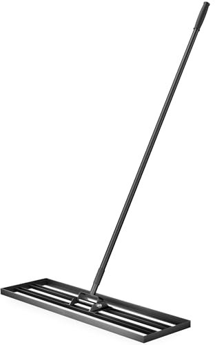 Wiltec Aluminium Rasenrakel 91,4 x 25,4 cm mit 2 m Stiel, Rasen Rakel Unebenheiten im Rasen ausgleichen, Leveler Gartengerät zum Rasen sanden