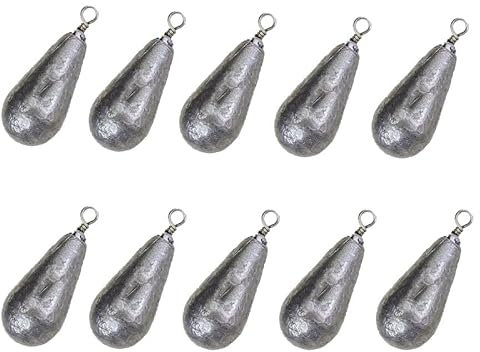 Piombo Pesca Pera Oliva Goccia Con Girella Feeder Surfcasting Bolentino Kit 10pz. Gr. 50