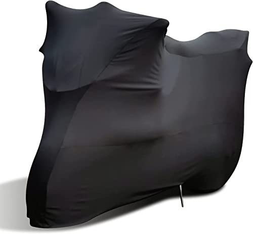 TECTICO Indoor Motorcycle Cover Elastic Breathable Soft Stretch M Full Protection for Garage Motorbike Show, Black 86 x 37 x 43 inches