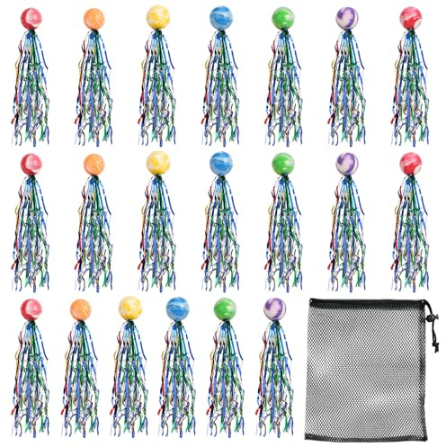ZHXGO 20 Piezas Pelotas Saltarinas para Niños, Mini Pelotas Saltarinas Multicolores con 1 Bolsa de Almacenamiento, Pelotas de Goma de Juguete con Cinta Color, Pelota Que Rebota con Cinta Dorada
