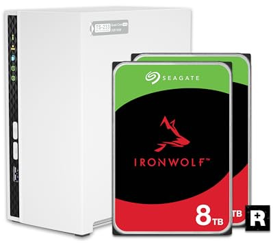 QNAP NAS Home de 2 bahías con Capacidad de Almacenamiento de 8 TB, Paquete de Unidades Raid 1 Seagate IronWolf preconfiguradas, con Puertos de 1 GbE (TS-233-28ST-US)