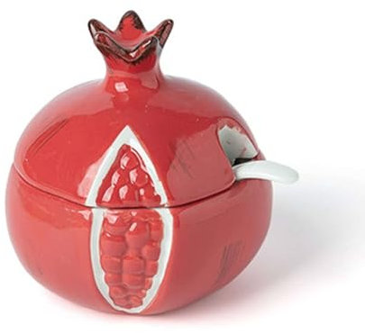 Petits sucriers en céramique et Porcelaine avec Couvercle, Petits Pots en Forme de Fruits, Bols à sel et à Poivre, boîte à assaisonnement pour Bol à sel, Bol à pâtisserie-Grenade-0