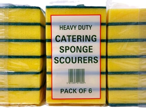 18x Large Heavy Duty Catering Sponge Scourers Kitchen Washing Up Scouring Pads Dual-Sided Reusable Non-Scratch Cleaning Pack