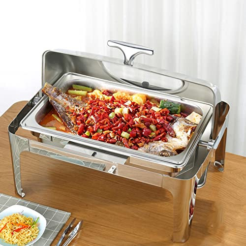 Rolltop-Chafing-Dish, Chafer, Buffet-Server, Wärmetablett, Speisenbuffets, Speisenwärmer für Partys, Buffet-Set aus Edelstahl, Chafing Dishes, 6 Quart, für Hochzeiten, Partys, Bankette, Catering-Eve
