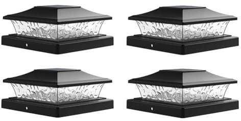 Xtahdge Solar-Pfostenkappenleuchten für 5,5 X 5,5 3,5 X 3,5 -Vinylpfosten, Terrassen- und Gartendeko, 4er-Pack