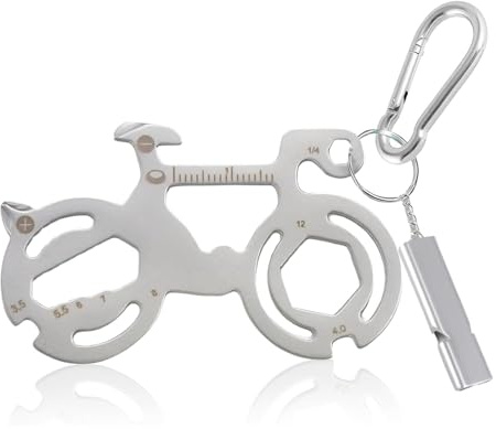 Votvlog Fahrrad Multitool Werkzeug, 12-in-1 Mini Fahrrad Multifunktionswerkzeug für Mountainbikes Wandern Camping, Fahrradwerkzeug mit Aluminiumpfeifen Pfeife SchlüsselanhäNger und Karabiner