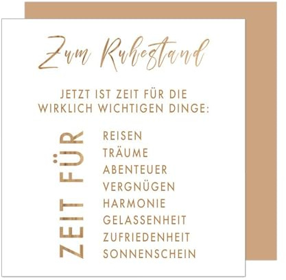 Edition Seidel Premium quadratische Glückwunschkarte zum Ruhestand mit Umschlag. Grußkarte Karte mit Spruch für Frau Mann Kollegin Kollege Pension Abschied lustig (RQ106 SW025)