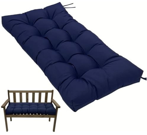 DATSH Waterproof 2-Seater Garden Bench Cushion 130x50cm with Non-Slip Straps - Patio Furniture Replacement Pad for Indoor & Outdoor Benches, Dining & Kitchen Seats, Swing Chair (Navy Blue)