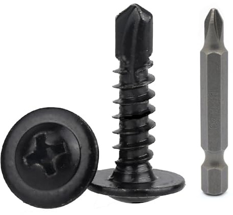 Xiedeai Kit de 50 Vis Autoforeuse Inox A4 M4,2x13mm - Vis Autoperforante Métal/Bois pour Meubles, Portes, Fenêtres - 1 Forets Inclus - Acier Inoxydable 410 Résistant