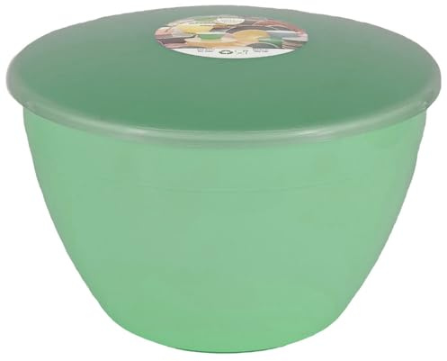 Just Pudding Basins Ciotola grande da 4 pinte, con coperchio per cottura a vapore e miscelazione, in plastica resistente, lavabile in lavastoviglie, colore verde