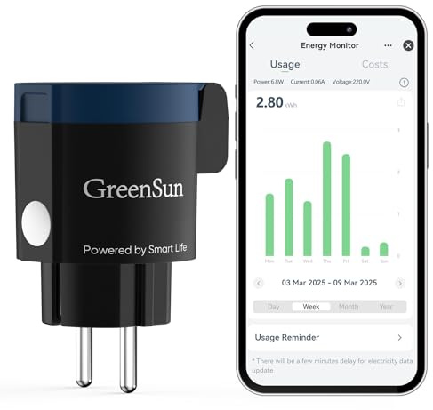 GreenSun Prise Connectée Extérieure WiFi Étanche (Type F), Smart Life, Compatible Alexa et Google Home, Programmation, Télécommande, WiFi 2,4 GHz, Bleu/Noir, IP44 1 Prise