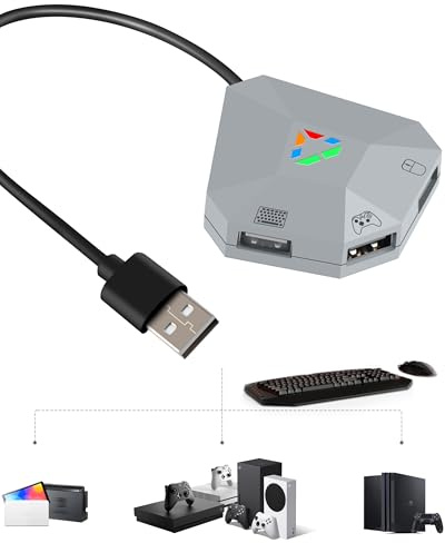 Joso Tastatur- und Mausadapter für Nintendo Switch (1. Generation & OLED), Tastatur-Konverter für Xbox Series/One, PS4/PS3 - Plug & Play, Mausempfindlichkeitssteuerung