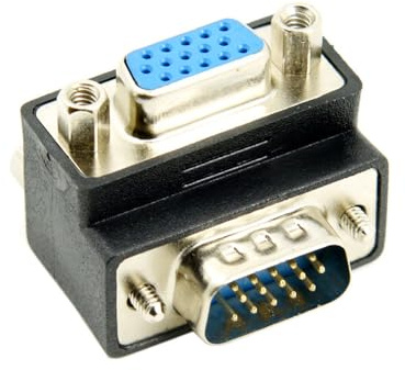 xiwai VGA RGB HDB15Pin Male to Female Down Angled Extension Adapter with Locking Screw and Nut for Monitor Displays