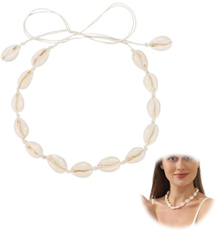 KEQAR Collana conchiglie donna, collana estiva regolabile con conchiglia, collana estiva elegante per spiaggia, accessorio stiloso per donna, idea regalo estiva