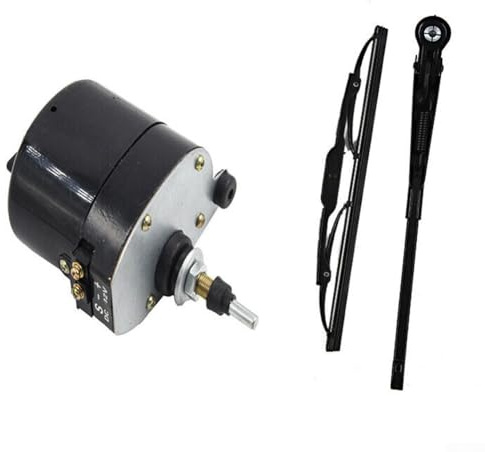 12 V Scheibenwischermotor mit Blatt für Marine, Fischerboot, Wohnwagen, Wohnmobil, ATV, UTV, Traktoren, 300 mm Montage, schwarz (Wischermotor)