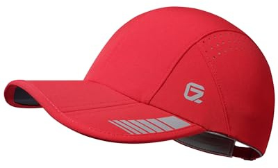 GADIEMKENSD UPF 50+ vikbar sportmössa, andningsbar och reflekterande, unisex design för golf, tennis, löpning och resor, Röd röd, M