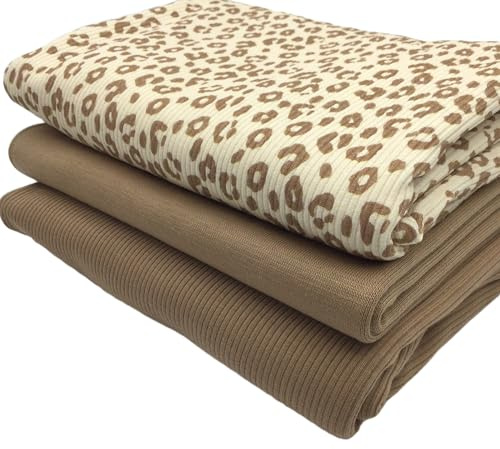 Pacchetto di tessuto jersey a coste | Jersey | Costine sottili | molti disegni | Ökotex (leopardo)
