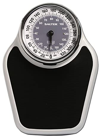 Salter Pro-Helix Professional Oversized Bathroom Scale with Black Vinyl Anti-Slip Bath Mat, 400 LB Capacity, Analog Scale, 18.25 x 13.0 Black/White