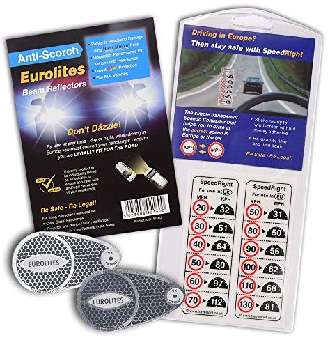 Family Motoring & Leisure Anti Scorch Eurolites Headlamp Beam Adaptors Headlight Converters + Speed Right Sticker