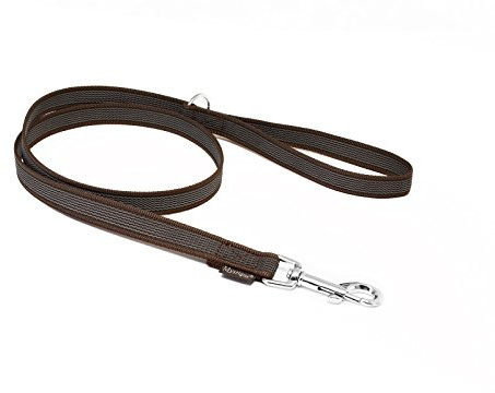 Mystique® Gummierte Leine 20mm mit Handschlaufe Standard Karabiner braun 2m