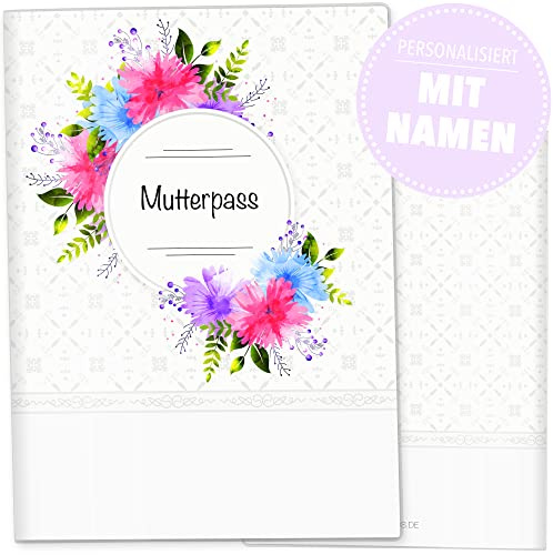 OLGS Mutterpasshülle personalisiert 3-teilig Blumenkranz Schwangerschaft Geschenkidee Schutzhülle für den Mutterpass | Für werdende Mütter (Mutterpasshülle personalisiert, Chrysanthemen)