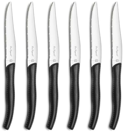 Lou Laguiole SKY Steakmesser-Set, Edelstahl, rostfrei, Klingenlänge 23,2 cm, 6-teilig, schwarz