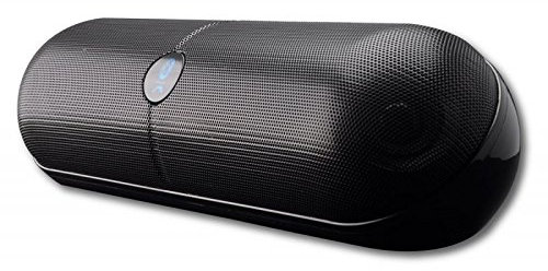 Enceinte portable USB, FM, AUX, Bluetooth avec MIC, App. reçoit cartes TF. Télécommande Bluetooth 10 Mètres. Longueur 340 mm, largeur 100 mm, hauteur 100 mm Poids 1.35 kg. Enceinte Couleur Noir.