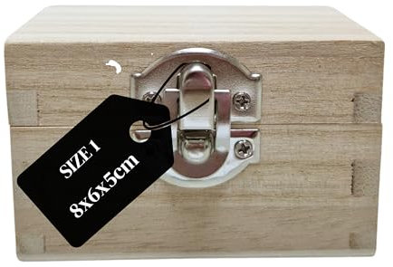 Filoro Plain Wooden Box Hinged Lid for Memory Keepsake Storage - Paint Decorate Customise for Creative DIY Craft - Trinket Jewellery Treasure Chest - Silver Clasp Lock – Small Size 1 (12 x 9 x 7cm)