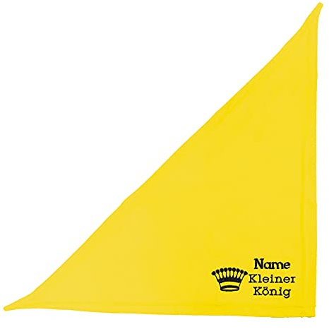 Schecker Besticktes Hundehalstuch Gelb 50 cm incl. Motiv Kleiner König + Krone + Name des Hundes (10 Zeichen)