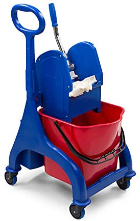 Denox DEN344 Carro Limpieza Profesional 25L, Rojo, 530x420x930 mm