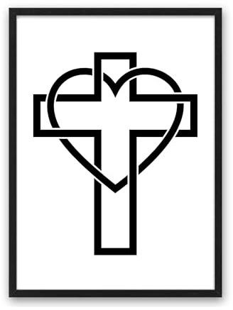 Din A4 Kunstdruck ungerahmt Bild Kreuz Herz Kruzifix Glaube Liebe Jesus Gott Christentum Druck Poster